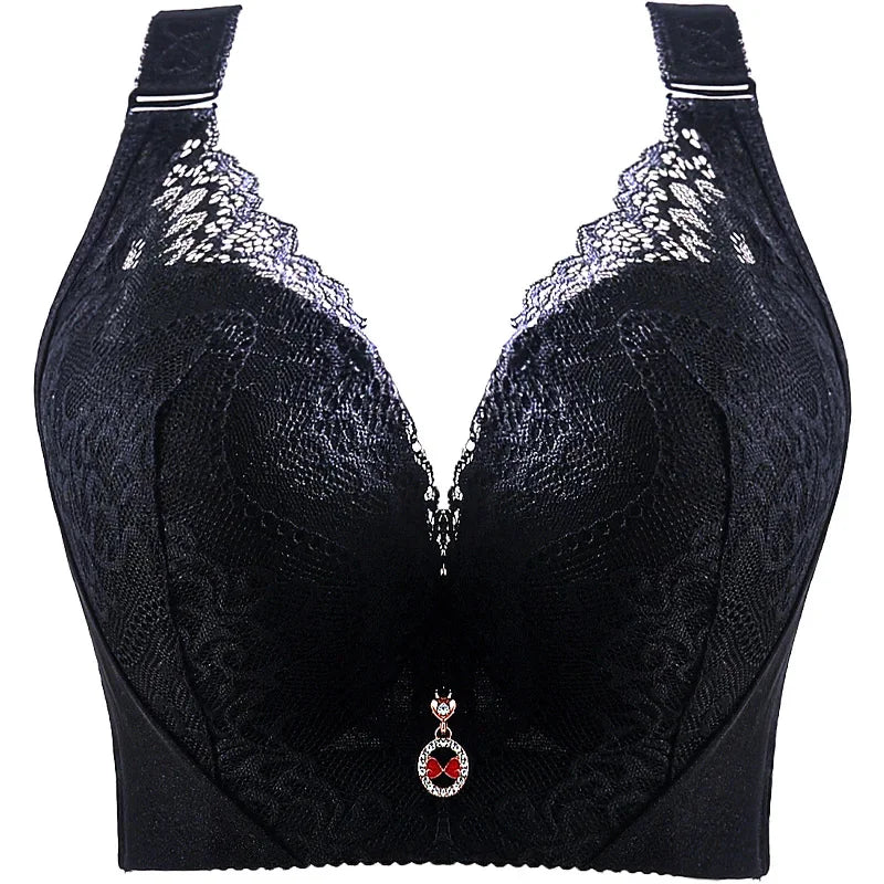 Plus Size Push-Up Bra – Sexy Lace Underwire Full Coverage Lingerie for Curvy Women with Wide Side Wings