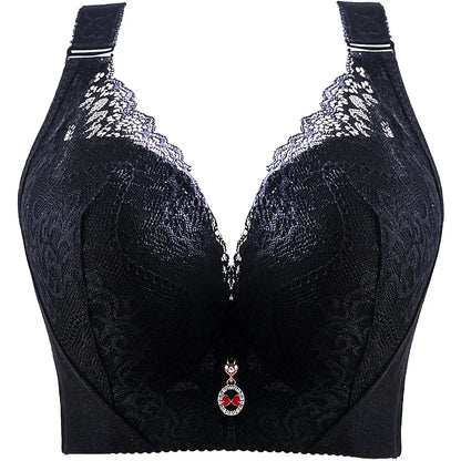 Plus Size Push-Up Bra – Sexy Lace Underwire Full Coverage Lingerie for Curvy Women with Wide Side Wings