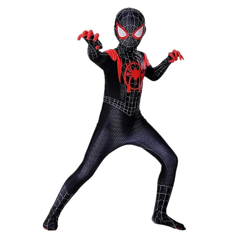 Kids Superhero Spider Costume - Spandex Jumpsuit with Head Cover | Halloween Cosplay Bodysuit | Party Set