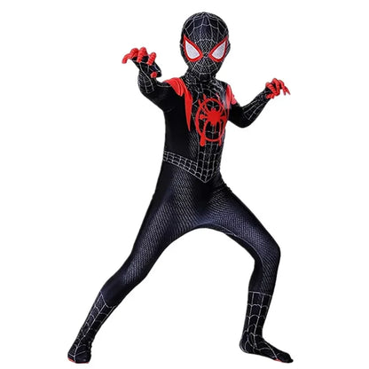 Kids Superhero Spider Costume - Spandex Jumpsuit with Head Cover | Halloween Cosplay Bodysuit | Party Set