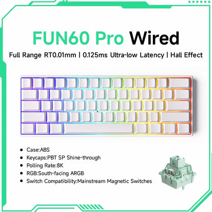 Akko MonsGeek FUN60 60% Mechanical Gaming Keyboard – Magnetic Switch, 8K Rapid Trigger, ARGB HE/TMR Custom Keyboard