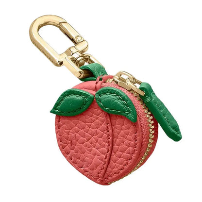 Cute Fruit-Shaped Leather Coin Purse – Mini Zipper Wallet & Earphone Bag Keychain Pendant for Women & Girls Gift