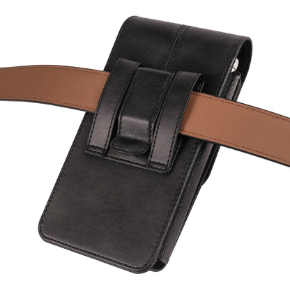 FULAIKATE Crazy Horse Leather Vertical Waist Phone Bag - Fits iPhone 15 Pro Max, Samsung S24 Ultra, 6.1-7.2 Inches