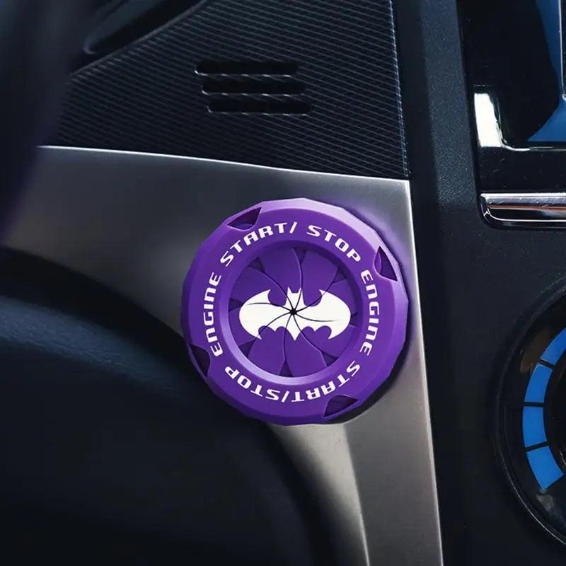 Bat Design Push Start Button Cover – Universal Car Engine Start/Stop Protective Ignition Button Cap Accessory
