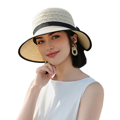 Women’s Wide Brim Straw Sun Hat – Summer Beach Vacation Hat with Sun Protection for Spring, Summer & Fall