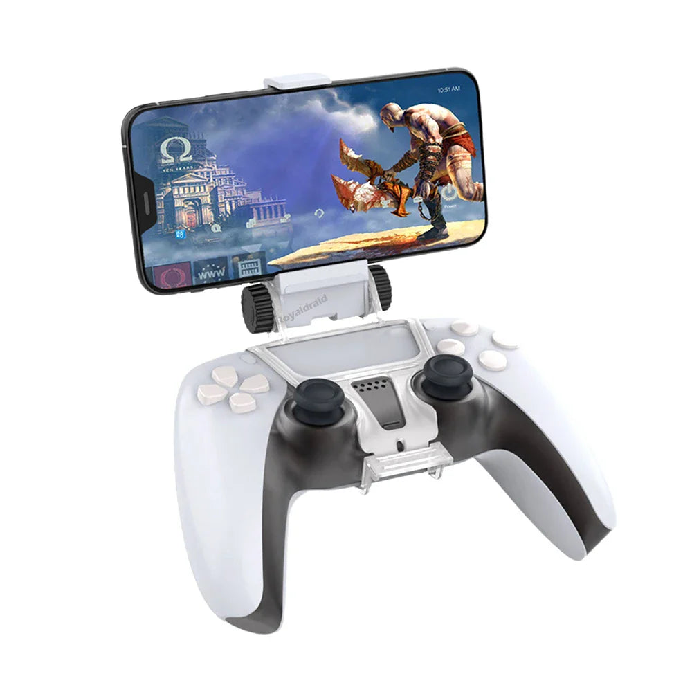 PS5 Gamepad Controller Phone Mount Holder: Clamp Clip Stand for Playstation 5 Accessories - Phone Gaming Support