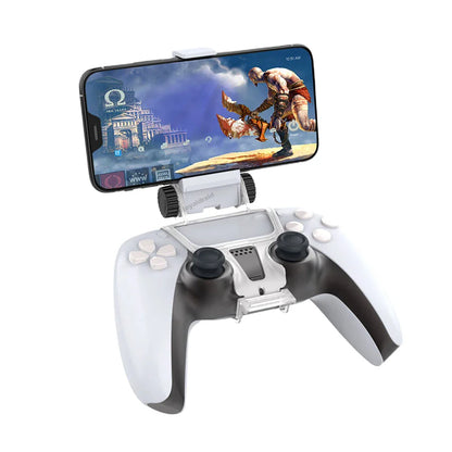 PS5 Gamepad Controller Phone Mount Holder: Clamp Clip Stand for Playstation 5 Accessories - Phone Gaming Support