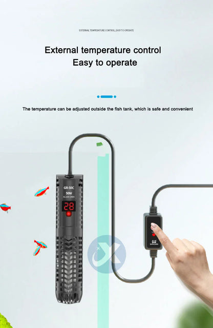 25W-300W Fish Tank Aquarium Heating Rod - Quartz Glass with Digital Display & Automatic Thermostat for Aquariums