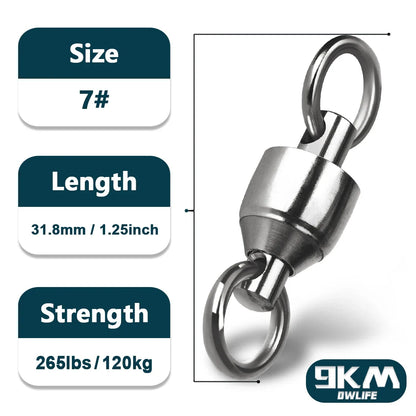 20-100 Pack Ball Bearing Fishing Swivels – Stainless Steel Solid Ring Connector for Freshwater & Saltwater Trolling, Bait & Lure