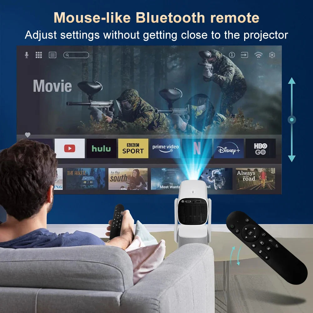 Salange K2 4K Smart Projector - Android 11, Built-in Battery, Bluetooth Speaker, WiFi, Auto Focus & Keystone, Outdoor Movie Ready