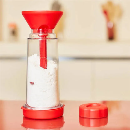 Rotating Flour Sieve Cup: Hand-Held Semi-Automatic Mixer for Household Baking - Plastic Kitchen Gadget