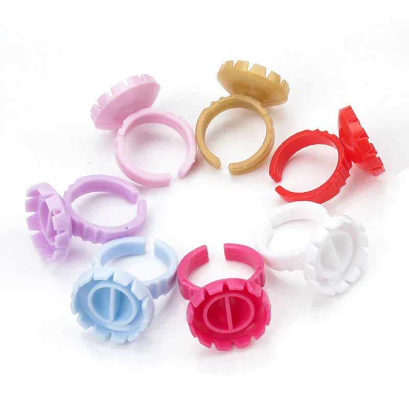 AILEISHI 100PCS Disposable Eyelash Glue Cup Rings – Lash Extension Pigment Holder Tattoo Makeup Tools