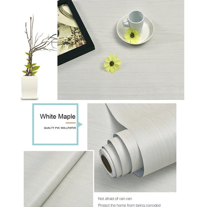 WZF Waterproof Wood Grain Wallpaper Roll - Self Adhesive Vinyl Film for Furniture, Cabinets & DIY Home Decor