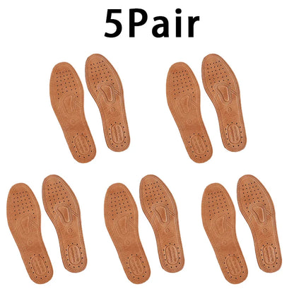 Real Cowhide Leather Insoles – Soft, Breathable, Anti-Slip Shock Absorbing Shoe & Boot Inserts