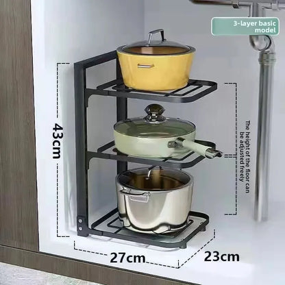 Kitchen Stainless Steel Organizer Set — Multi-Layer Storage Racks, Shelves, Sinks & Household Cabinets