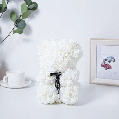 Romantic Eternal Flower Rose Bear — Creative Valentine’s Day & Christmas Gift, Wedding Decoration Hug Bear with Roses