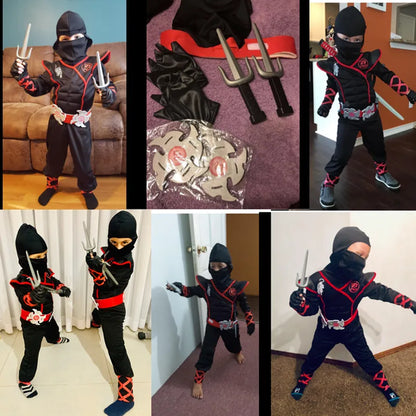 Red Ninja Costume for Boys – Samurai Kid Jumpsuit with Foam Accessories, Halloween & Gift Outfit