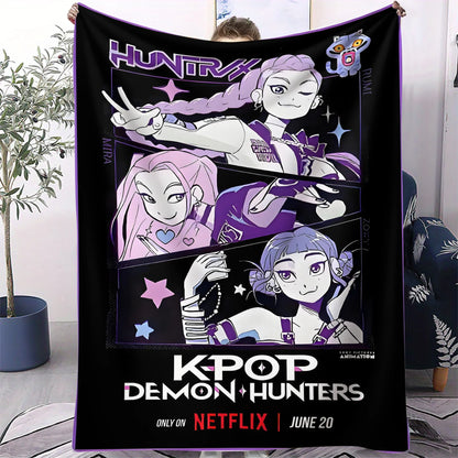 K-Pop Demon Hunters Flannel Blanket – 31 Styles Anime Throw for Home, Travel & Camping Fan Gift