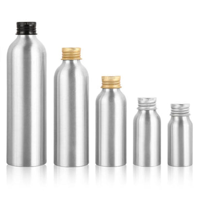 Aluminum Bottle with Cap – Empty Round Silver Metal Bottles 1oz-250ml, Child-Resistant for Liquids & Essential Oils