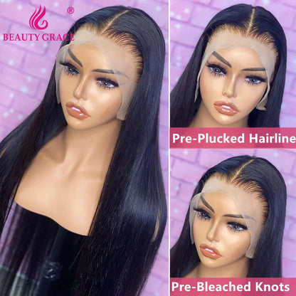 30 Inch Brazilian Bone Straight Lace Front Wig - HD Transparent 13X4 Lace Frontal, 4X4 Closure Human Hair Wigs for Women