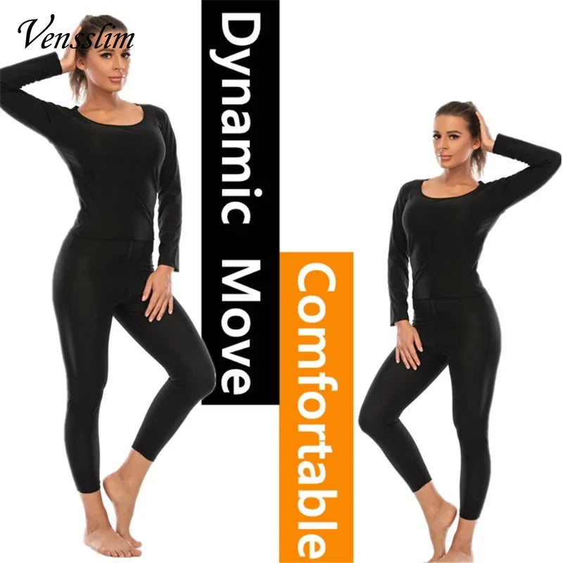 Vensslim Women’s Sauna Suit Body Shaper – Long Sleeve Sweat Slimming Waist Trainer Corset Workout Tummy Control Top