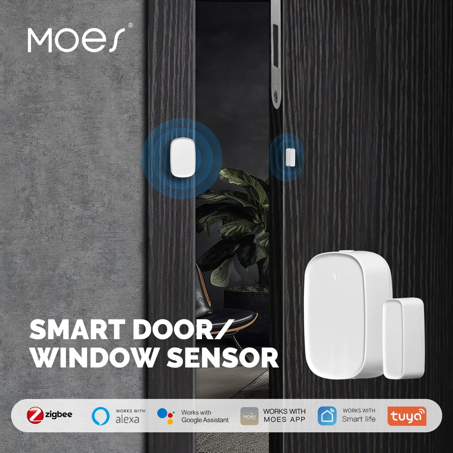 MOES Tuya ZigBee Smart Window & Door Sensor – Security Alarm System, Smart Life App Remote Control