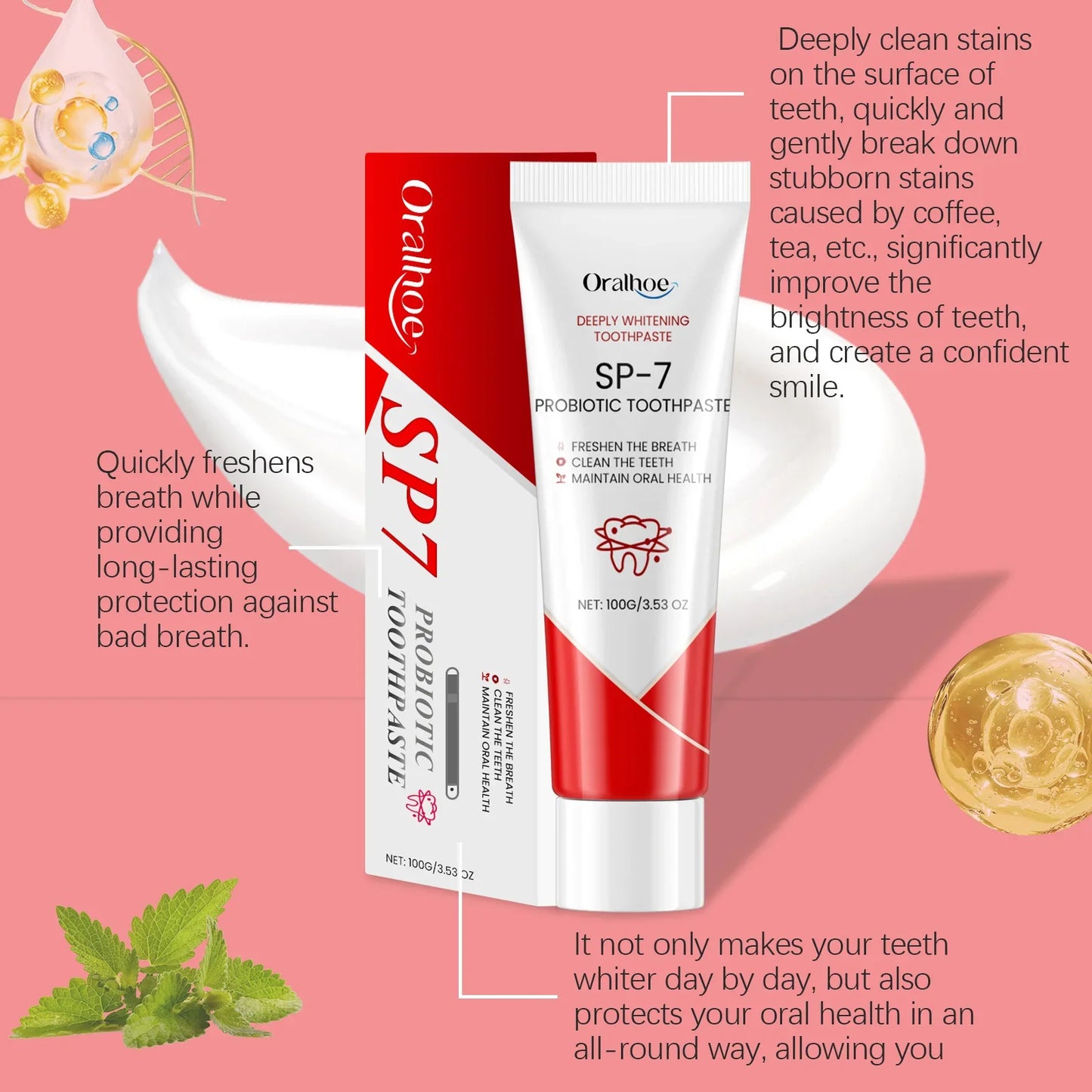 120g SP-7 Probiotic Toothpaste – Whitening, Stain Removal & Fresh Breath Oral Care