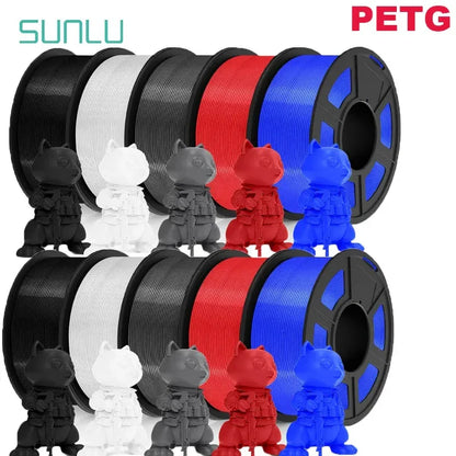 SUNLU PLA/PETG/PLA+ 3D Printer Filament Bundle – 10 Rolls 1KG Each, 1.75mm Neatly Wound Filament for 3D Printing (EU/US)