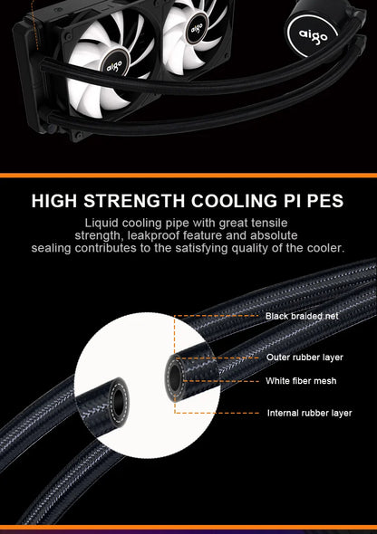 Aigo ACSE Water Cooling CPU Cooler – 120/240mm RGB Fan Liquid Heatsink Radiator for LGA 2066/2011/1151/1155/AM3+/AM4