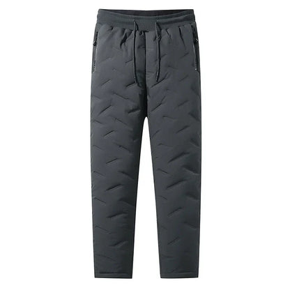 Men’s Winter Down Cotton Pants — Waterproof Thickened Wool Jogger with Zipper Pockets, Warm Outdoor Ski Pants, 7XL