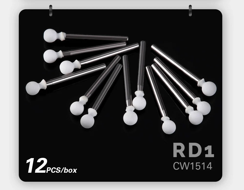 AZDENT White Stone Polishing Burs Kit – Flame, Cone & Round Shapes for Porcelain, Enamel & Composite Resin
