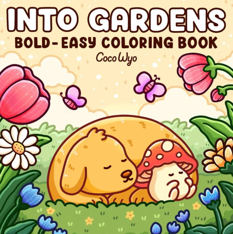 Into the Garden Coloring Book for Adults & Teens - Bold & Simple Designs with Plants, Flowers & Cute Animals