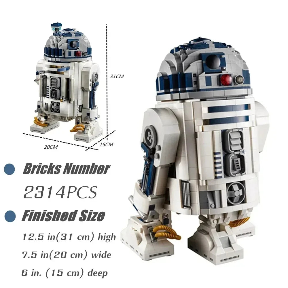 MINISO 75308 Robot Star Space Union R2D2 Model – 2314PCS Building Block Set for Boys Birthday Gifts