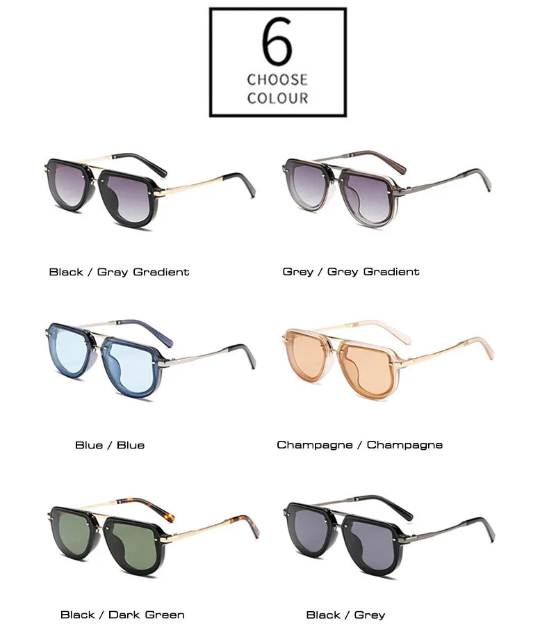 SHAUNA Retro Oval Sunglasses – Luxury Punk UV400 Shades for Women & Men
