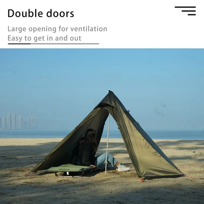Camping Hot Tent with Chimney Window - Ultralight Tipi Teepee Pyramid, Double Layer Bushcraft Tent for 1 Person