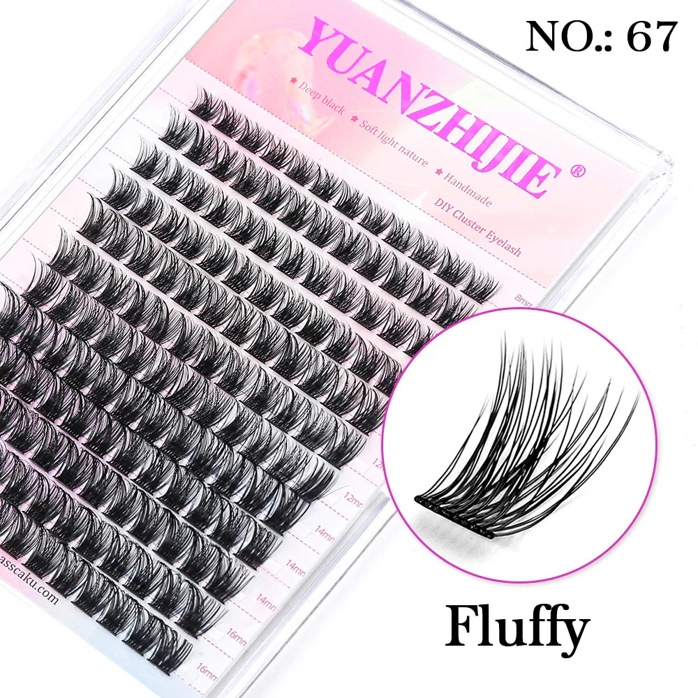 DIY 144 Cluster Lashes YUANZHIJIE – Natural C/D Curl Segmented Mink Individual Eyelash Extensions Kit for Home Makeup & Professional Volume Look (Free Shipping)