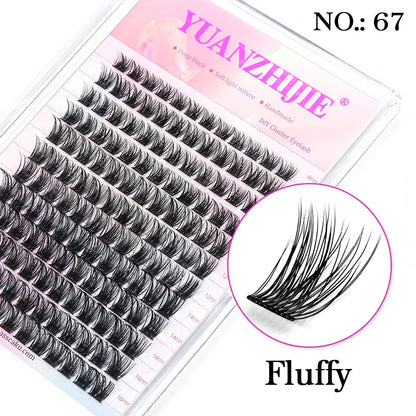 DIY 144 Cluster Lashes YUANZHIJIE – Natural C/D Curl Segmented Mink Individual Eyelash Extensions Kit for Home Makeup & Professional Volume Look (Free Shipping)