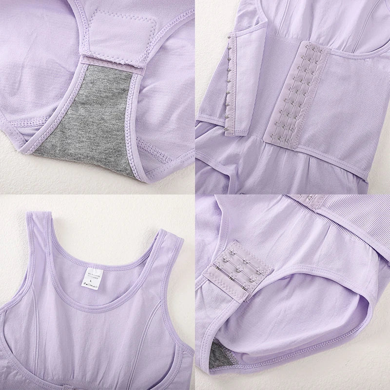Bodysuit Shapewear – Double Breasted Tummy Control Body Shaper, Postpartum Slimming Waist Trainer & Comfort Corset for Flat Belly
