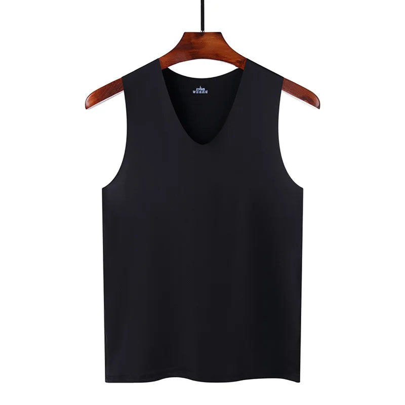 Men’s Silk Tank Top – Seamless Sleeveless Sport Vest, Plain Casual Summer Undershirt for Gym & Everyday Wear