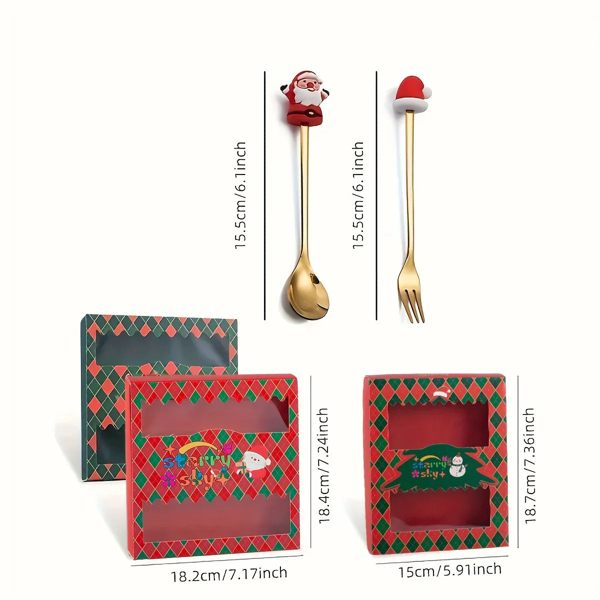 2/4/6 Pcs Christmas Fork and Spoon Set – Stainless Steel Creative Tableware | Coffee, Tea, and Dessert Forks and Spoons Gift Set