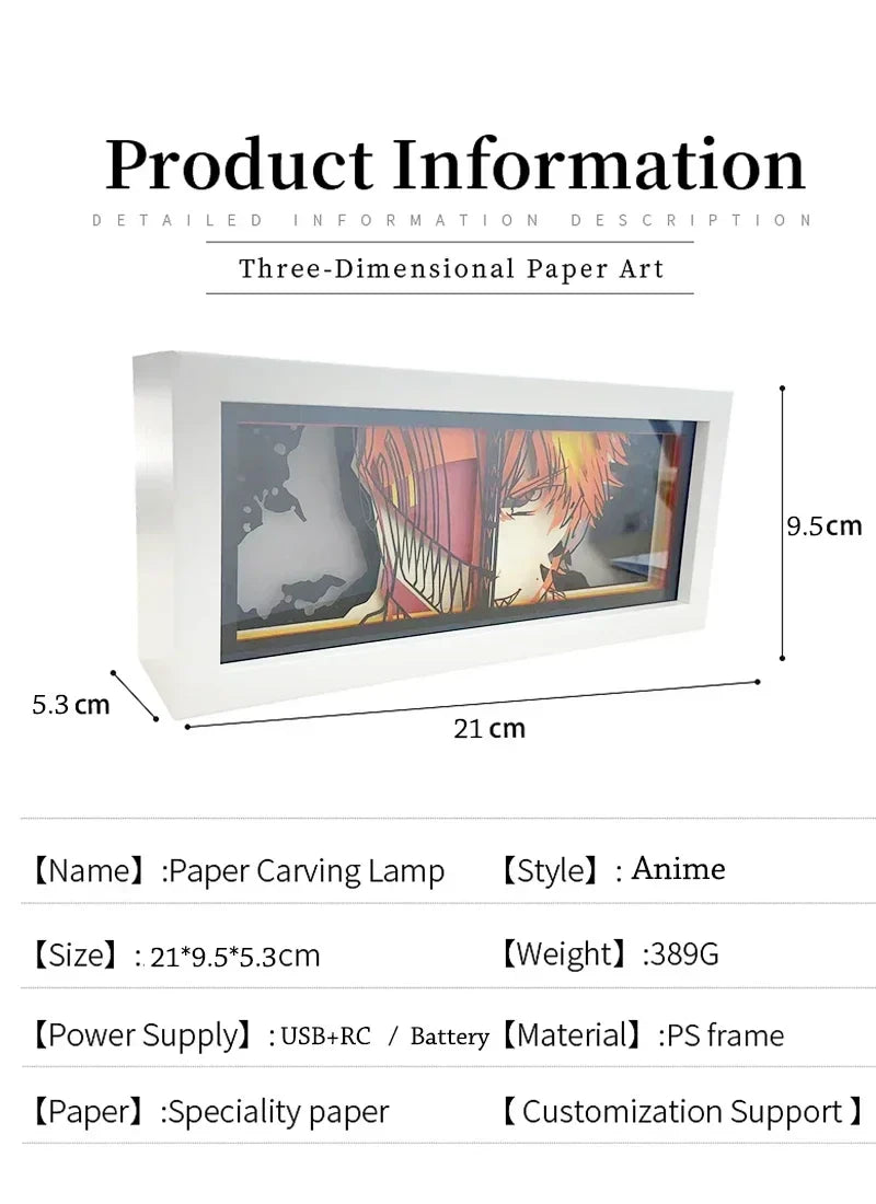 3D LED Anime Shadow Lamp – Laser Carving Night Light, Table Lamp for Room Decoration, Party and Gift