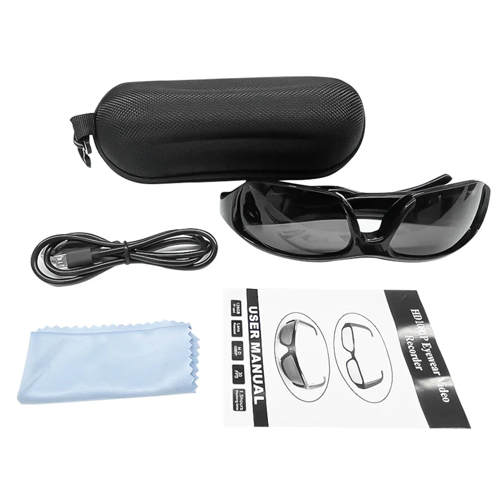 Wearable HD 1080P Mini Glasses Camera – Portable Outdoor Security Sports DV DVR Video Recorder, Surveillance Camcorder for Driving