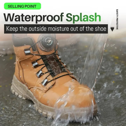 2024 Fashion Waterproof Security Work Boots – Protective Leather, Anti-Smash & Anti-Puncture Industrial Safety Shoes