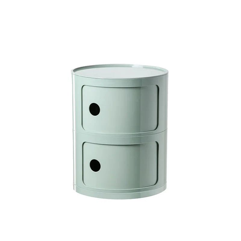 Nordic Minimalist White Bedside Table – Modern Round Plastic Side Cabinet, Small Creative Storage Unit