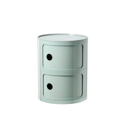 Nordic Minimalist White Bedside Table – Modern Round Plastic Side Cabinet, Small Creative Storage Unit