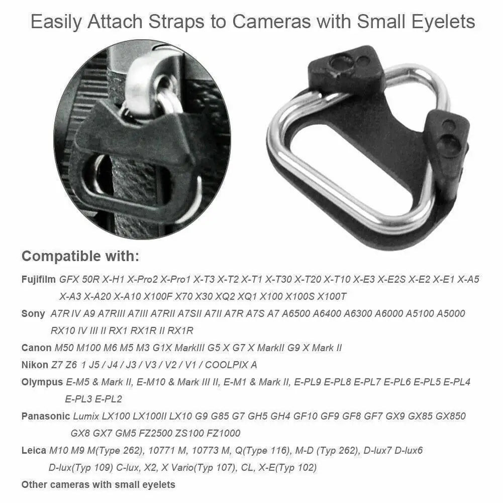 Camera Strap Split Triangle Ring Buckle Set 6Pcs — Belt Hook Replacement for Fujifilm Leica Nikon Olympus Pentax Panasonic