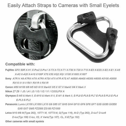 Camera Strap Split Triangle Ring Buckle Set 6Pcs — Belt Hook Replacement for Fujifilm Leica Nikon Olympus Pentax Panasonic