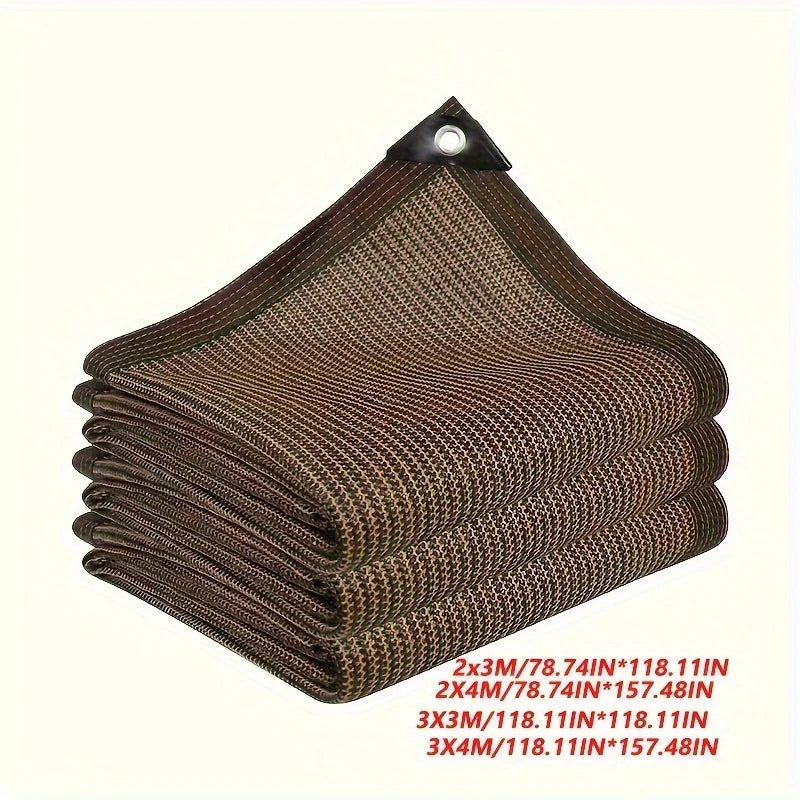 Brown UV Protection Sun Shade Canopy - Durable Outdoor Shade Net for Travel, Picnics, Pools & Garden Use