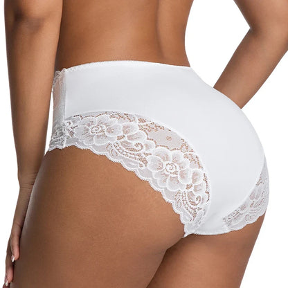 Women’s Plus Size High-Waist Lace Panties - Stretchy Breathable Briefs for Comfortable Everyday Wear