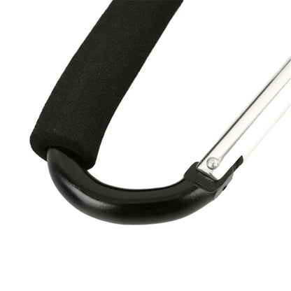 Heavy Duty Stroller Hooks - Foam Handle Carabiner Clips with D-Ring Snap for Bags, Groceries & Organizer Storage